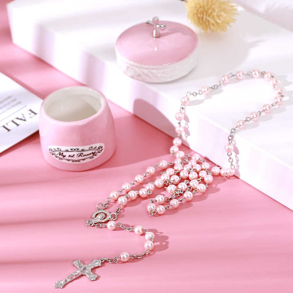 Grandeco pink ceramic keepsake box closeup durable baptism memory
