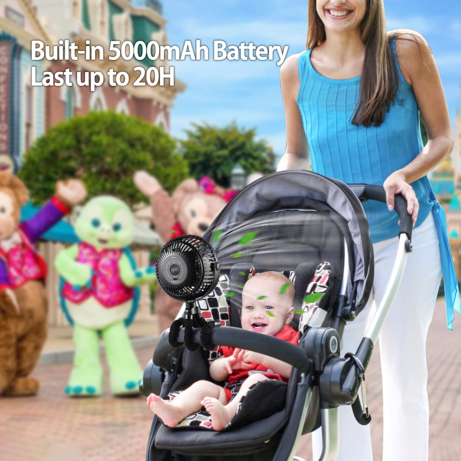 GRANDFAST fan runs up to 20 hours on a single charge.