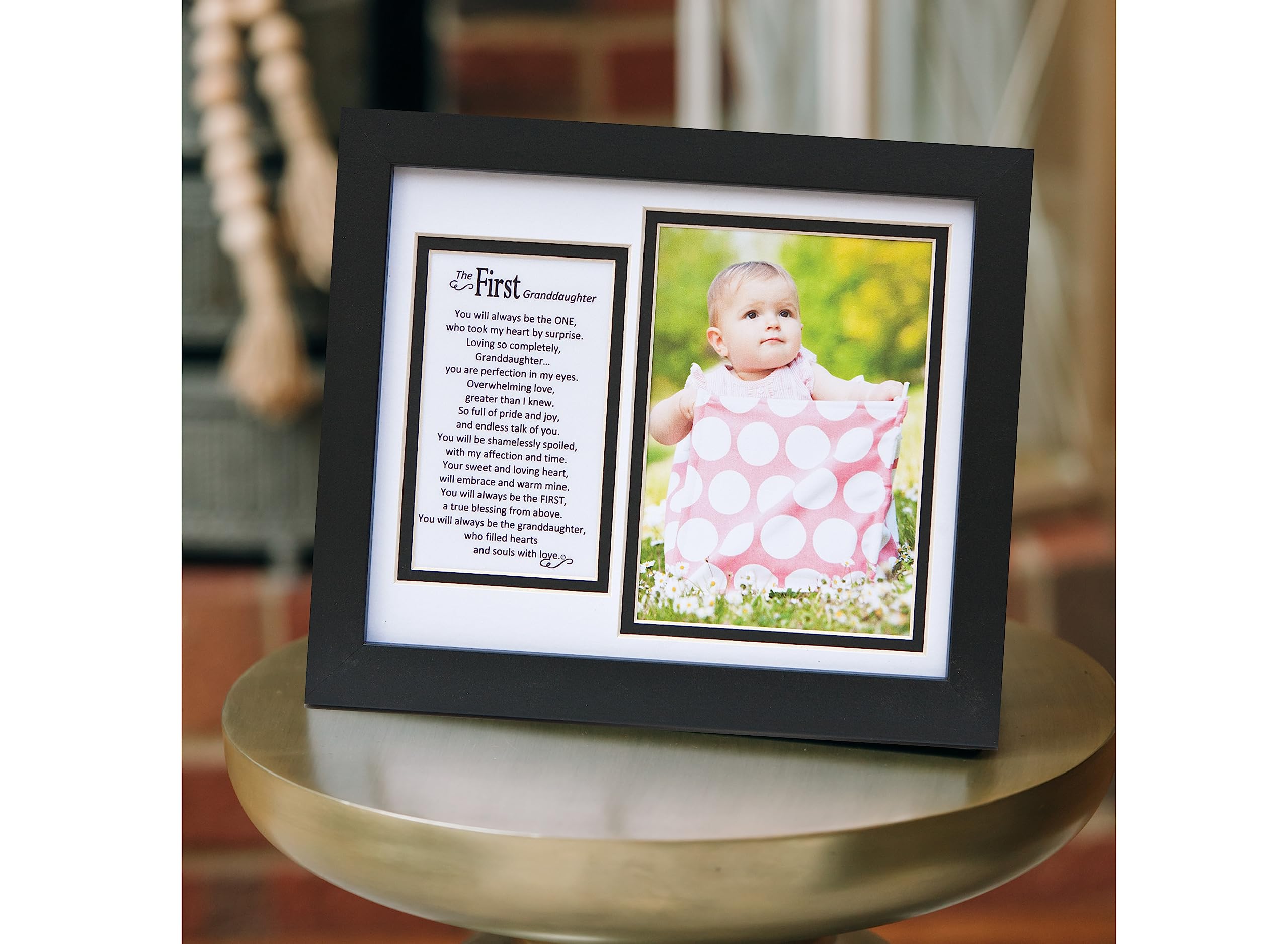 The Grandparent Gift Co. First Granddaughter frame desk display for easy tabletop setup