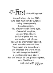 The Grandparent Gift Co. First Granddaughter frame matte detail enhances contrast with a classic border