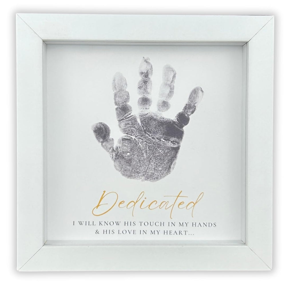 The Grandparent Gift Co. white shadowbox 6x6 frame ready for tabletop display.