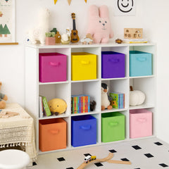 GRANNY SAYS rainbow cube bin folded-flat for compact storage and easy cleaning.