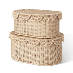 GRANNY SAYS plastic scalloped basket lid open for quick storage and display