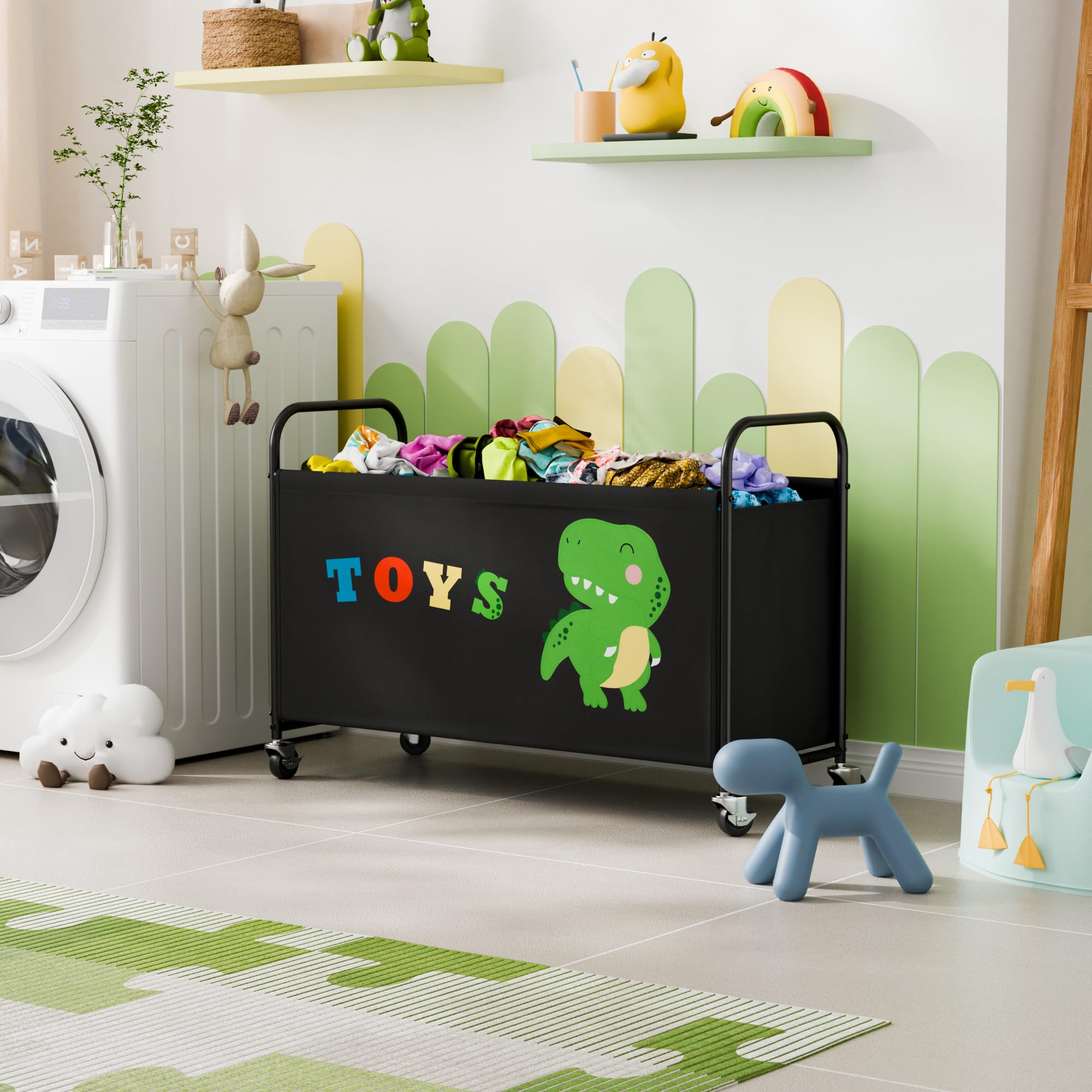GRANNY SAYS Black toy box complements any room for tidy spaces.