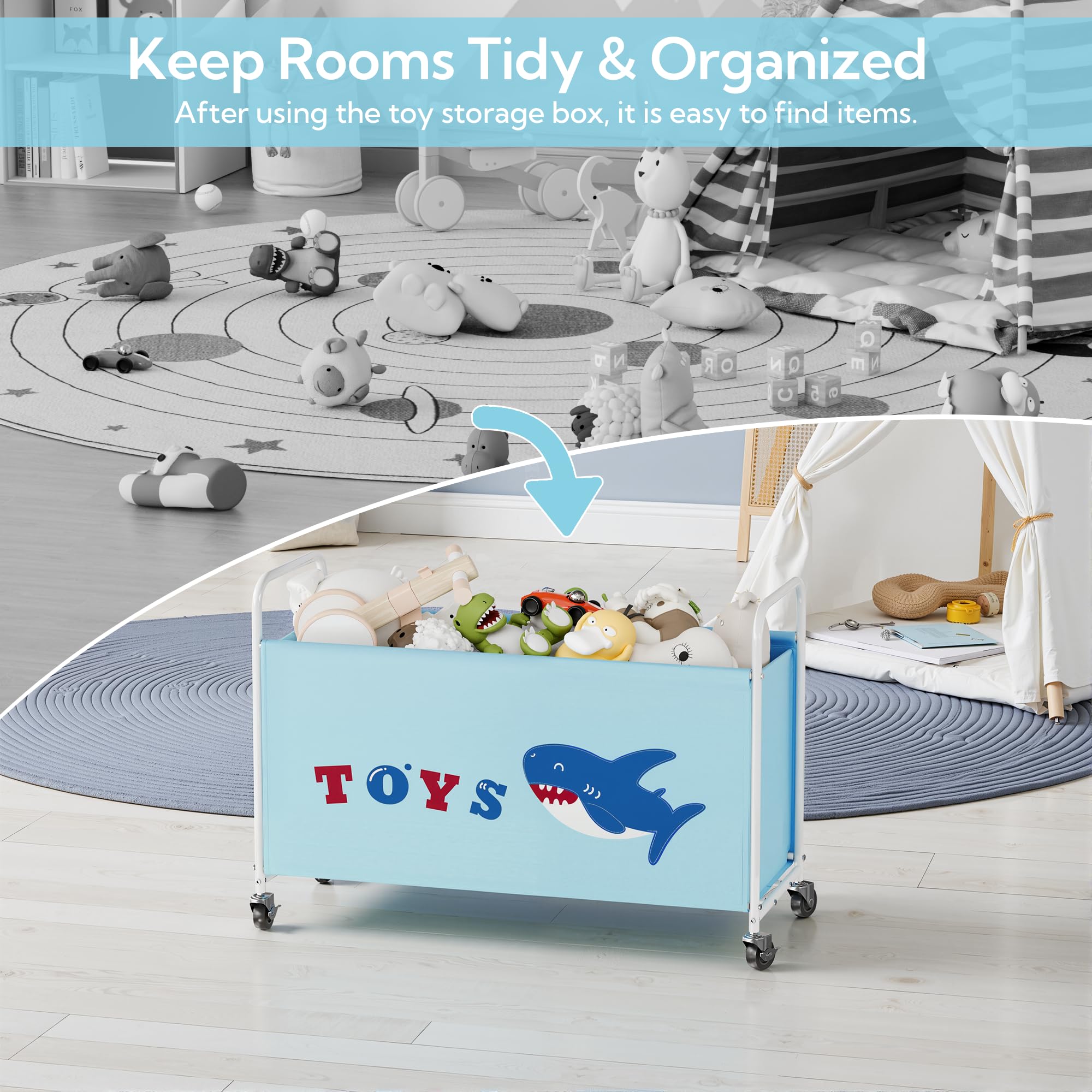 GRANNY SAYS toy box blue metal frame supports up to 150 lbs.