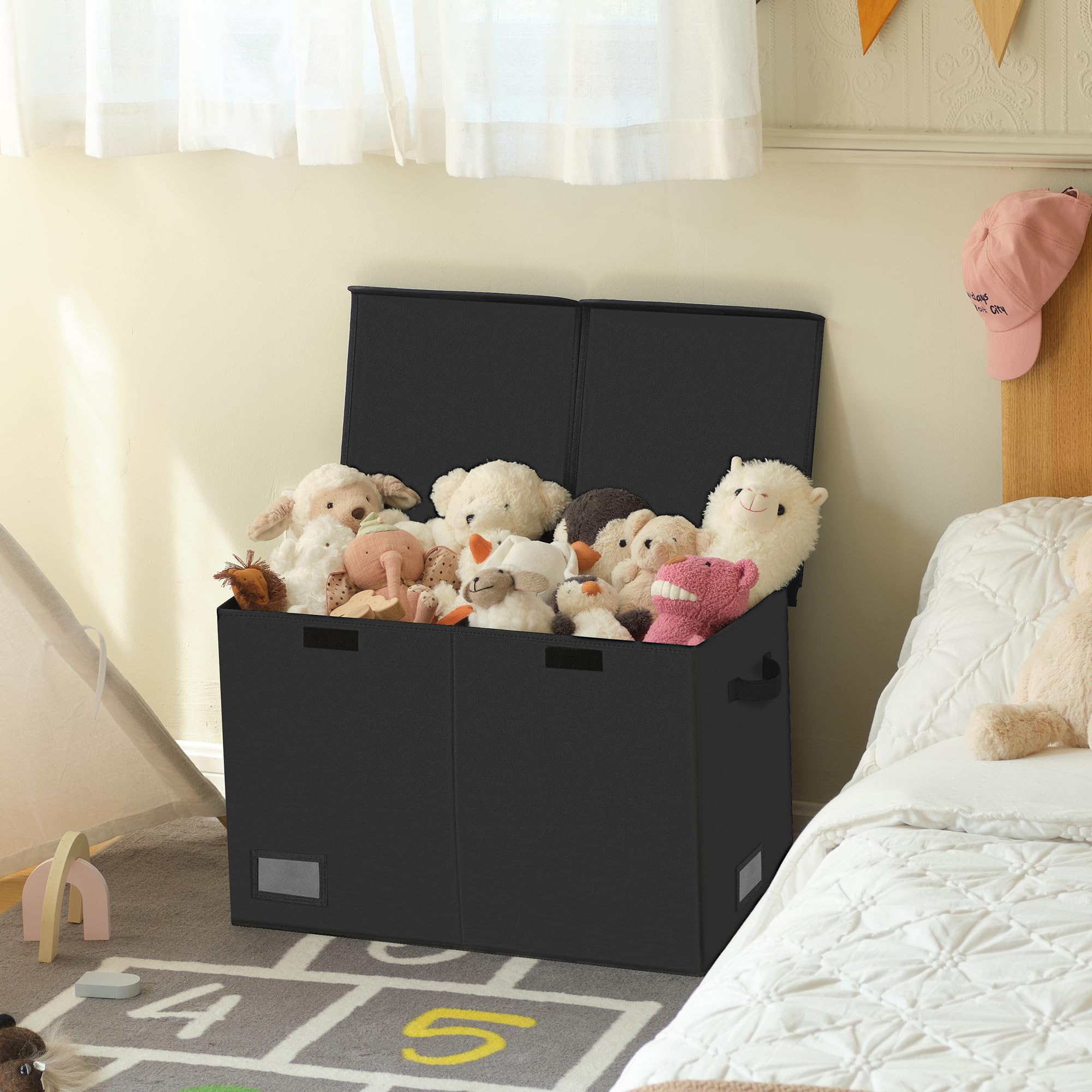 GRANNY SAYS Toy Chest folded for compact storage in a closet