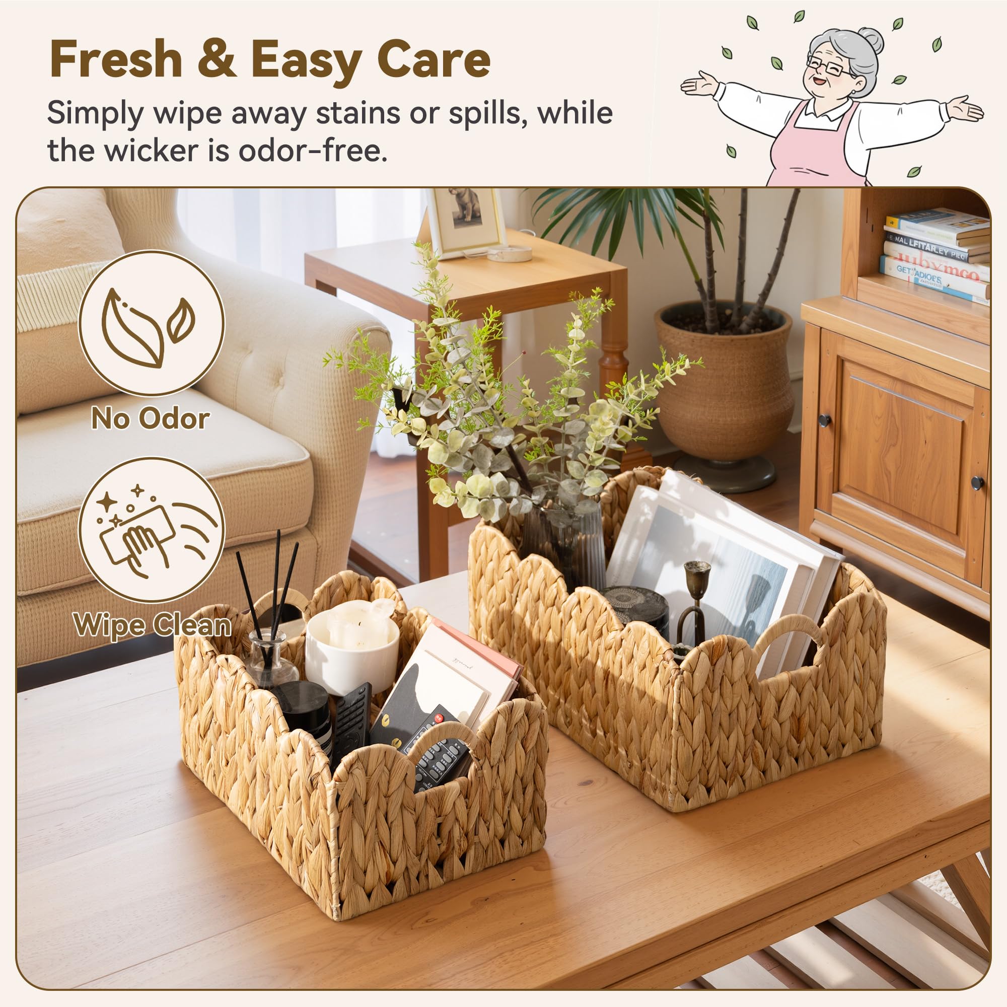GRANNY SAYS hand-knit texture wicker basket adds decorative charm.