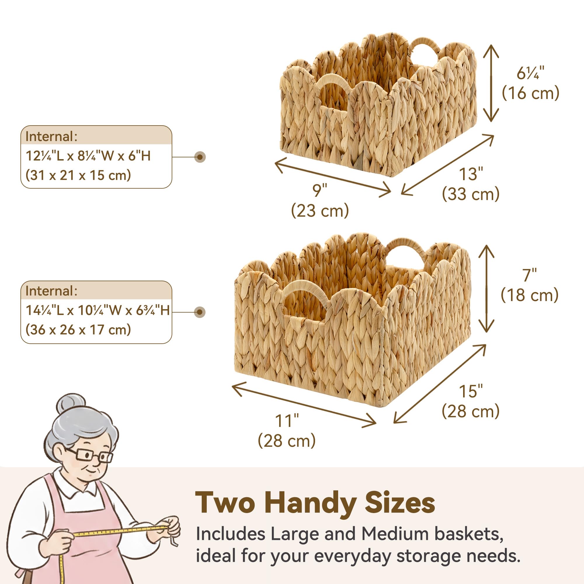 GRANNY SAYS scalloped-edge wicker basket 15x11 for pantry storage.