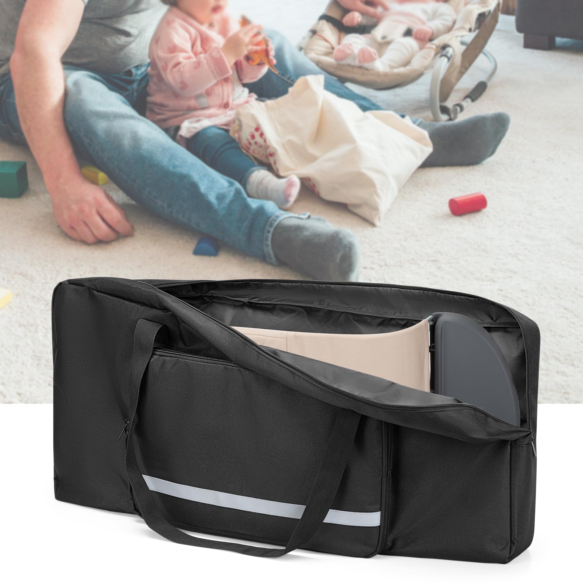 GRAOSO baby bouncer transport bag travel-ready and easy to organize.