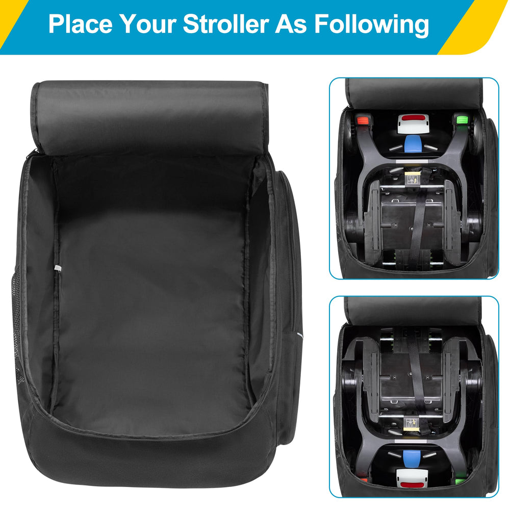 Interior view of GRAOSO bag with 8mm pearl cotton padding protecting the stroller.