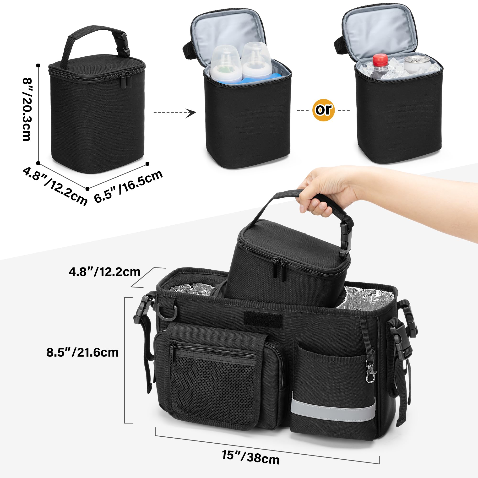 GRAOSO external storage pockets provide quick access to wipes, keys, and baby essentials.