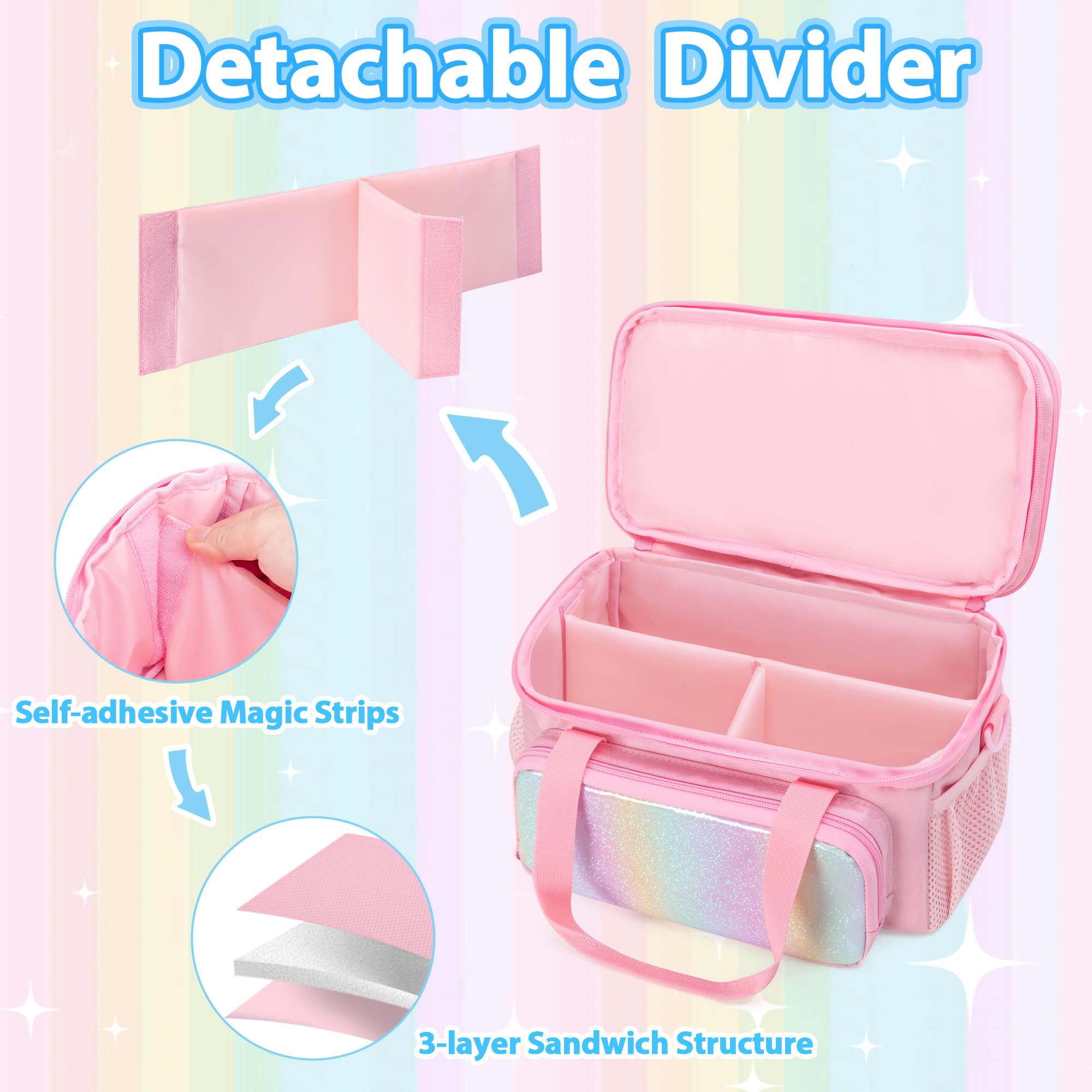 GRAOSO hair bow organizer pink open upper layer with small accessory pockets
