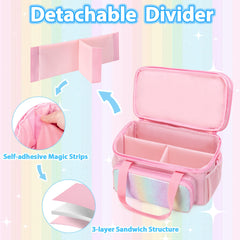 GRAOSO hair bow organizer pink open upper layer with small accessory pockets