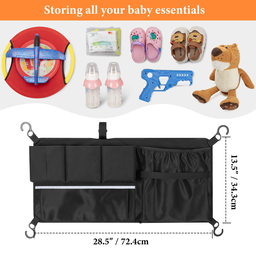 GRAOSO Hooks with elastic bands secure to wagon frame.