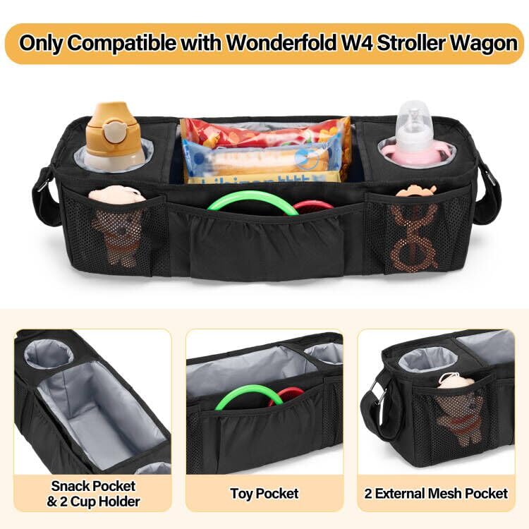 GRAOSO stroller caddy shows leak-proof liner for easy cleaning