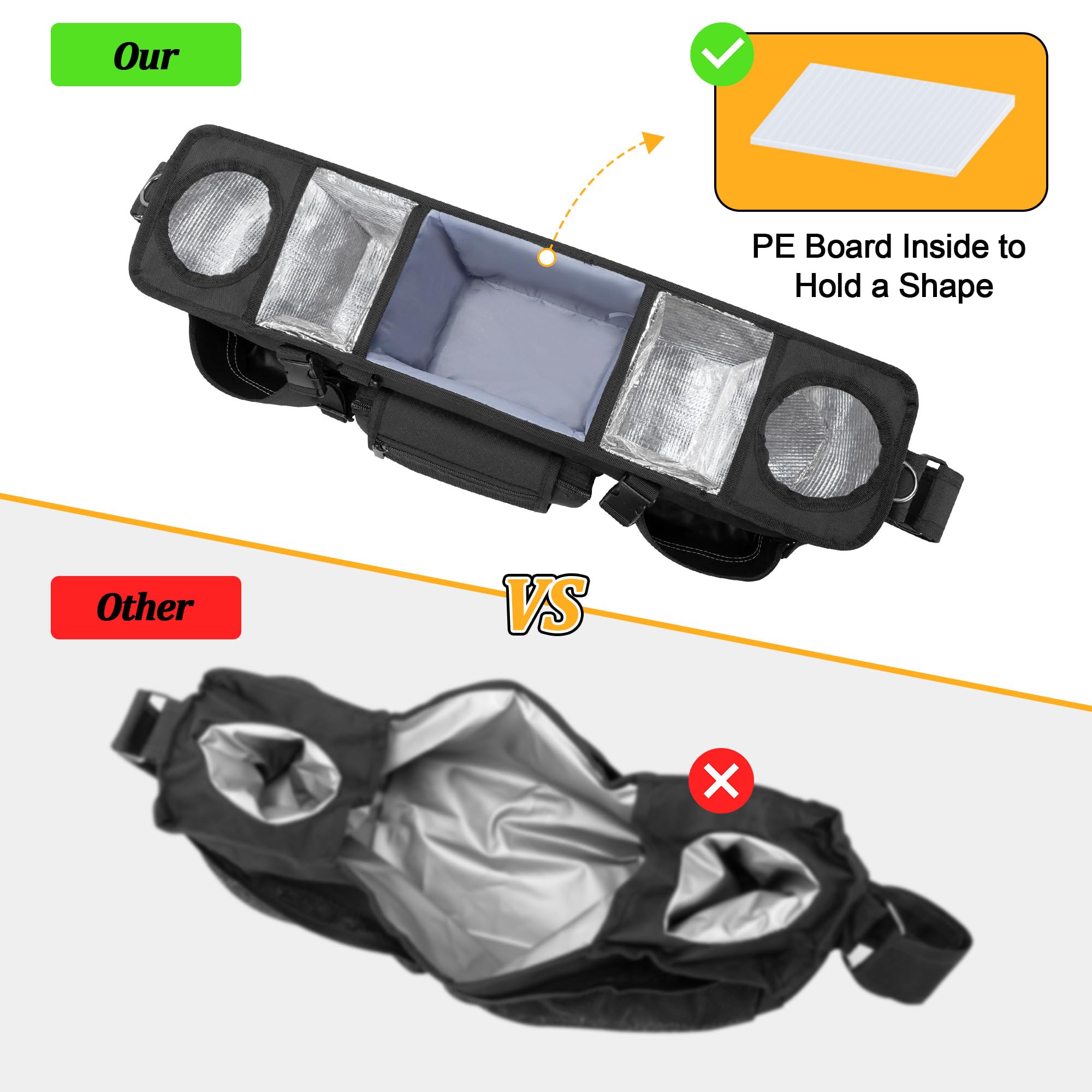 GRAOSO removable cooler bag insulates milk or snacks for park trips