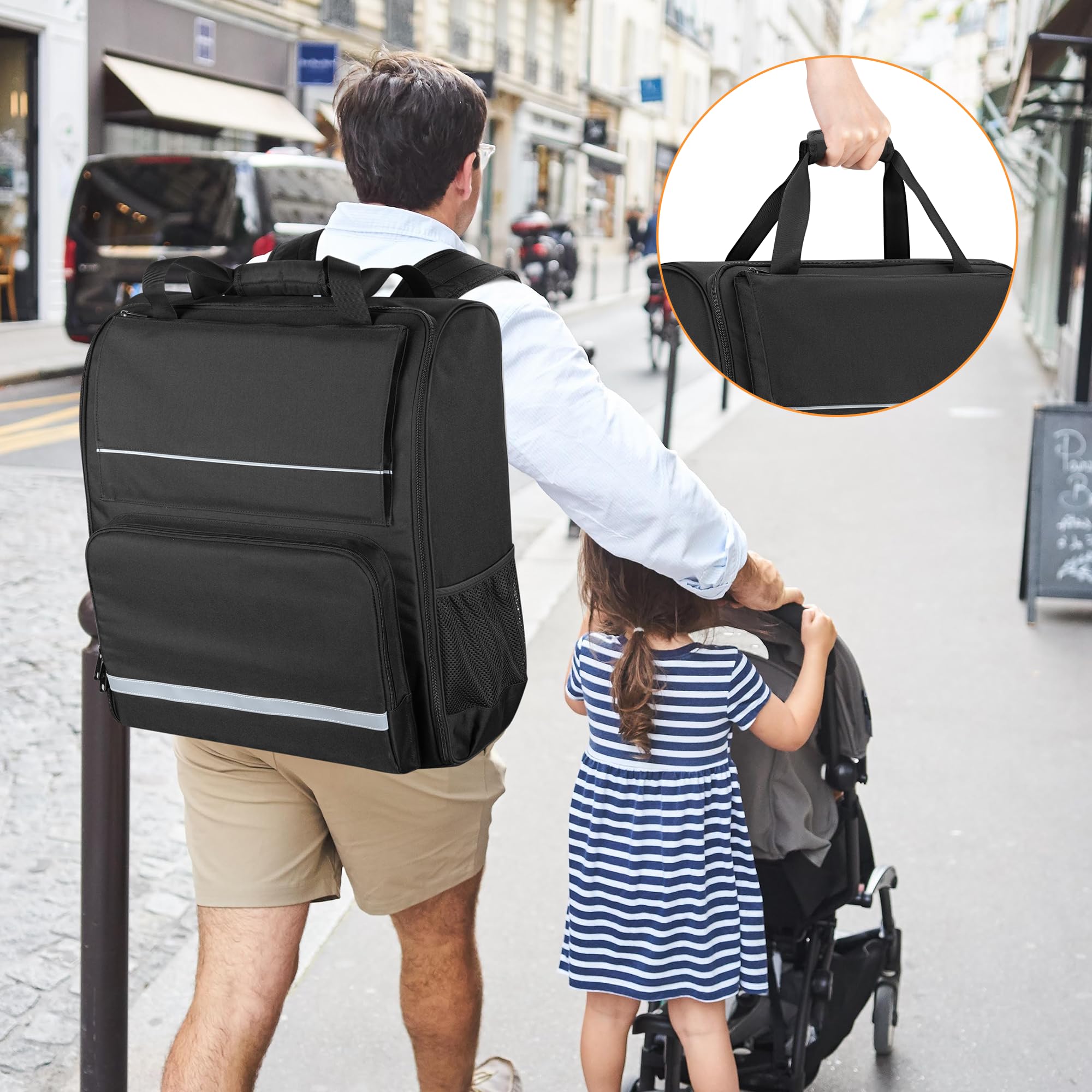 GRAOSO backpack folded flat demonstrates compact storage when not in use