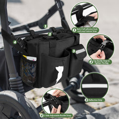 GRAOSO stroller organizer back straps secure to most wagons for quick setup