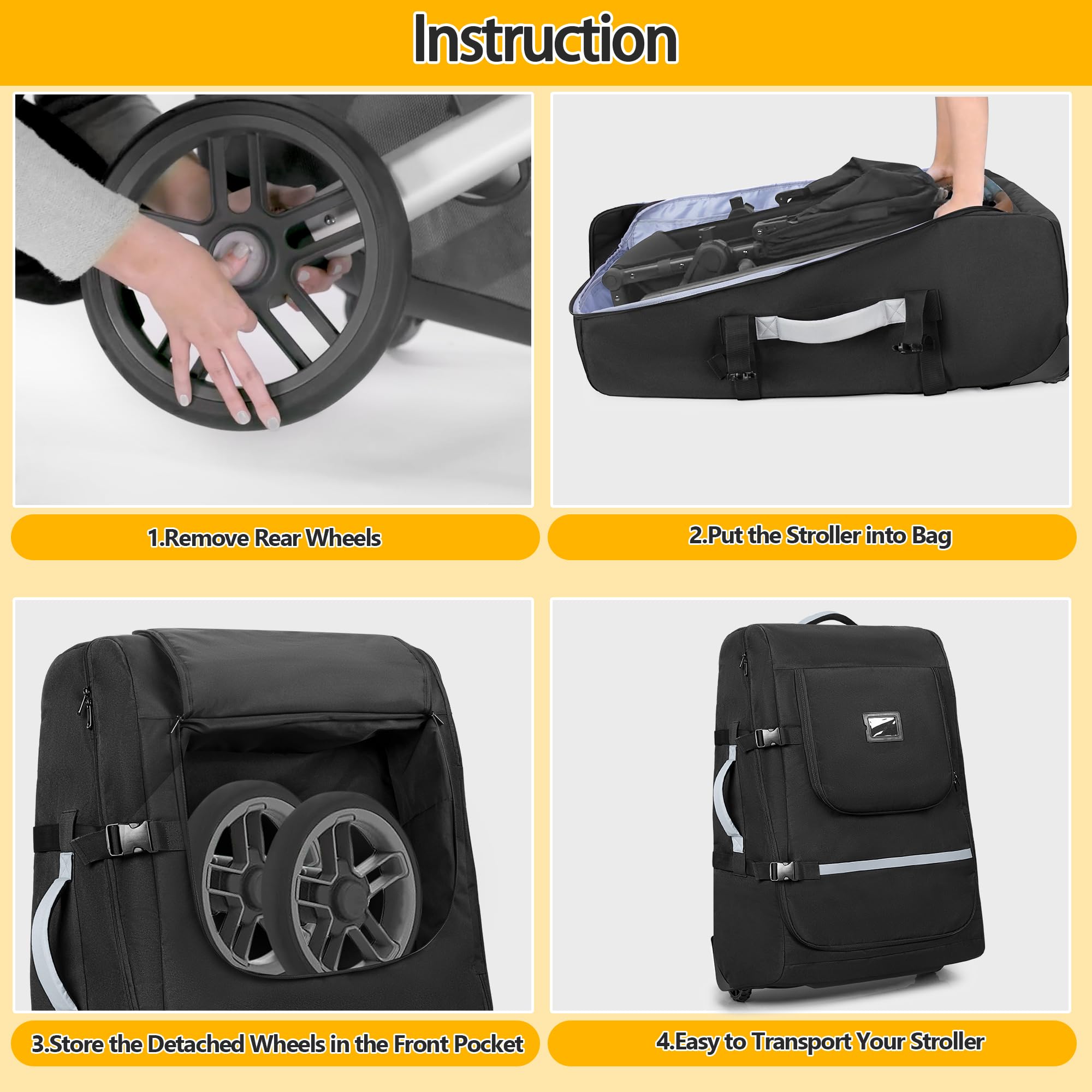 GRAOSO bag interior pockets organizing wheels and baby essentials.