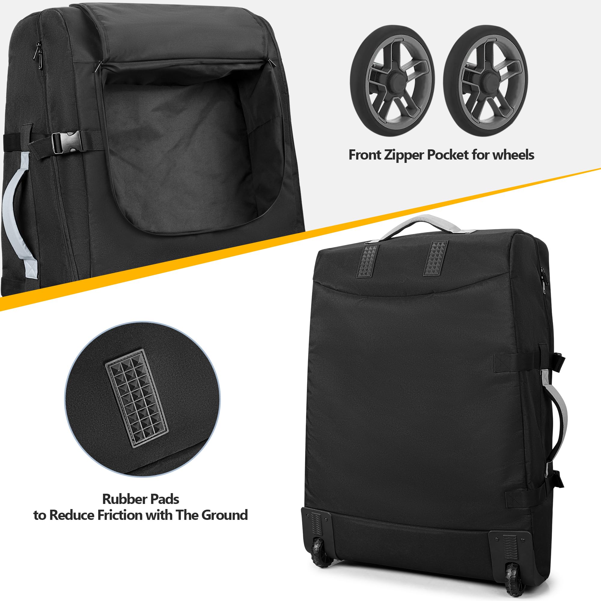 GRAOSO bag features luggage tag and reflective strip for airport visibility.