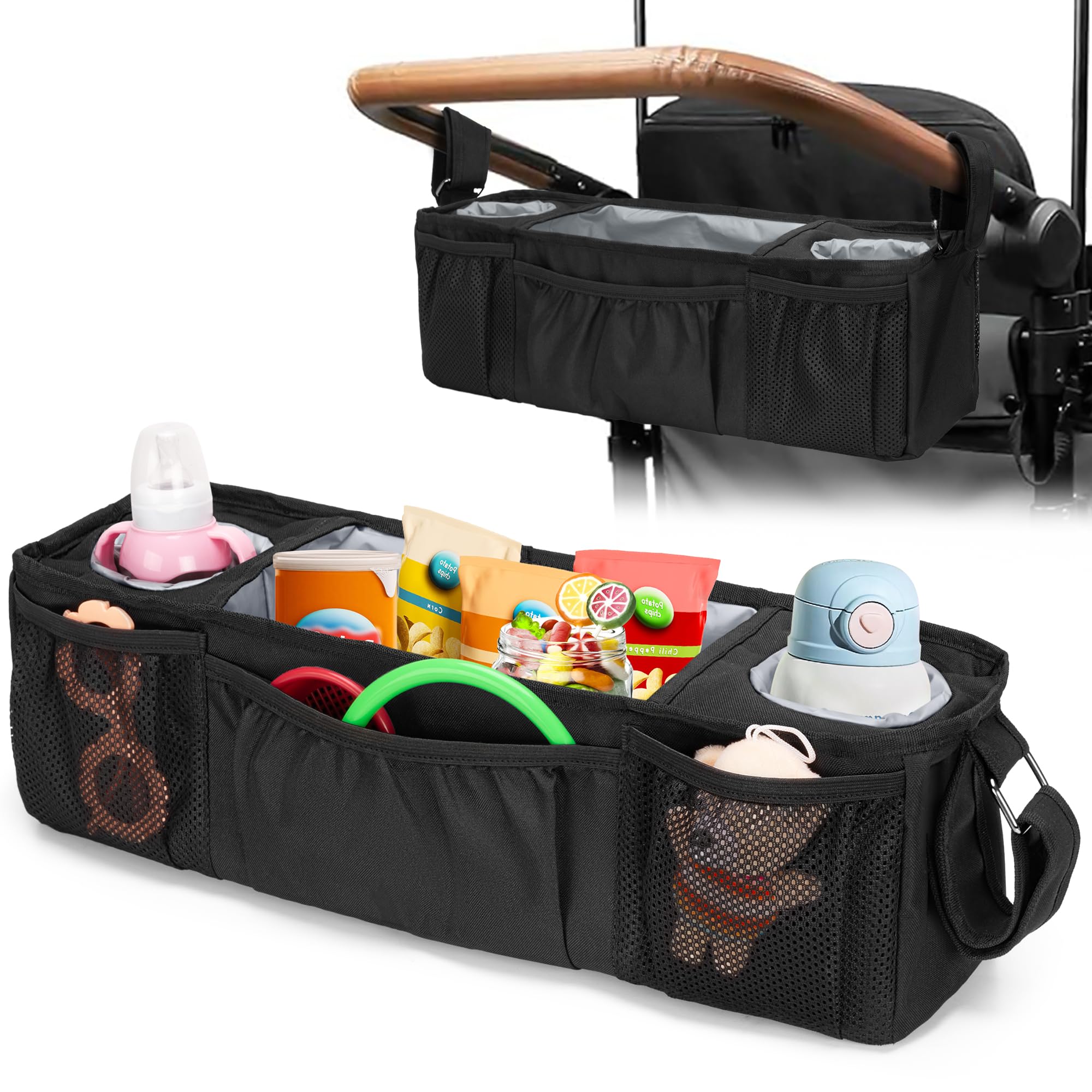 GRAOSO wagon parent console mounted under stroller handle for hands-free access