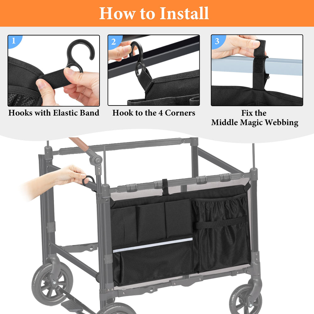 GRAOSO Wonderfold-compatible wagon net clamps securely for stable storage.