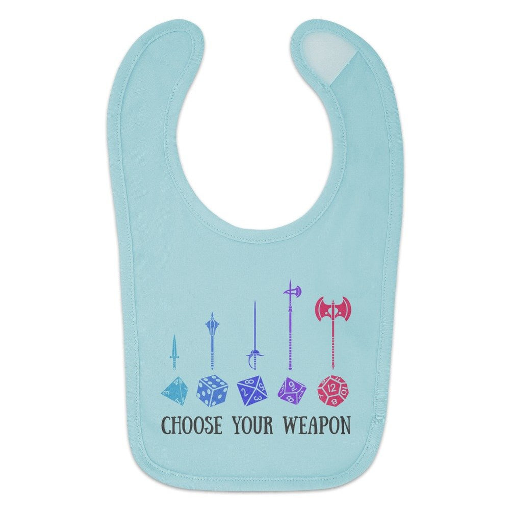 GRAPHICS & MORE Choose Your Weapon Dungeon RPG Dice Baby Bib back-closure easy to fasten