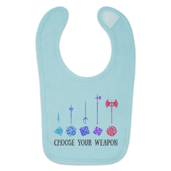 GRAPHICS & MORE Choose Your Weapon Dungeon RPG Dice Baby Bib back-closure easy to fasten