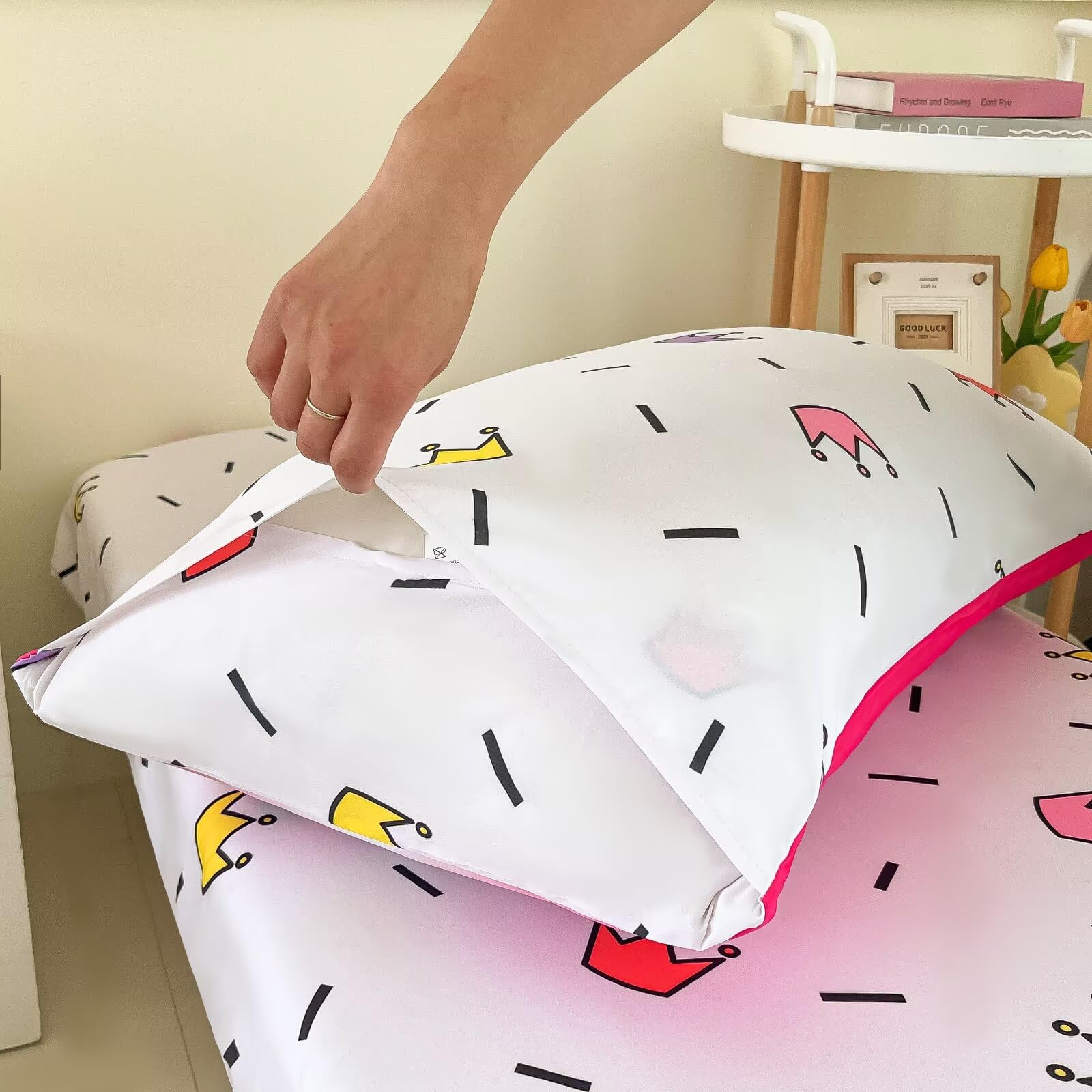 GRAT TIOC Bed setup showing coordinated toddler bedding look.