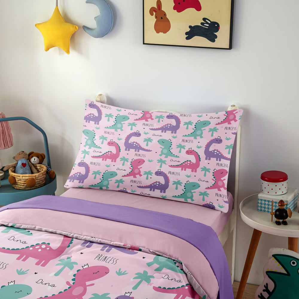 GRAT TIOC dinosaur bedding set pink pillowcase easy pillow insertion