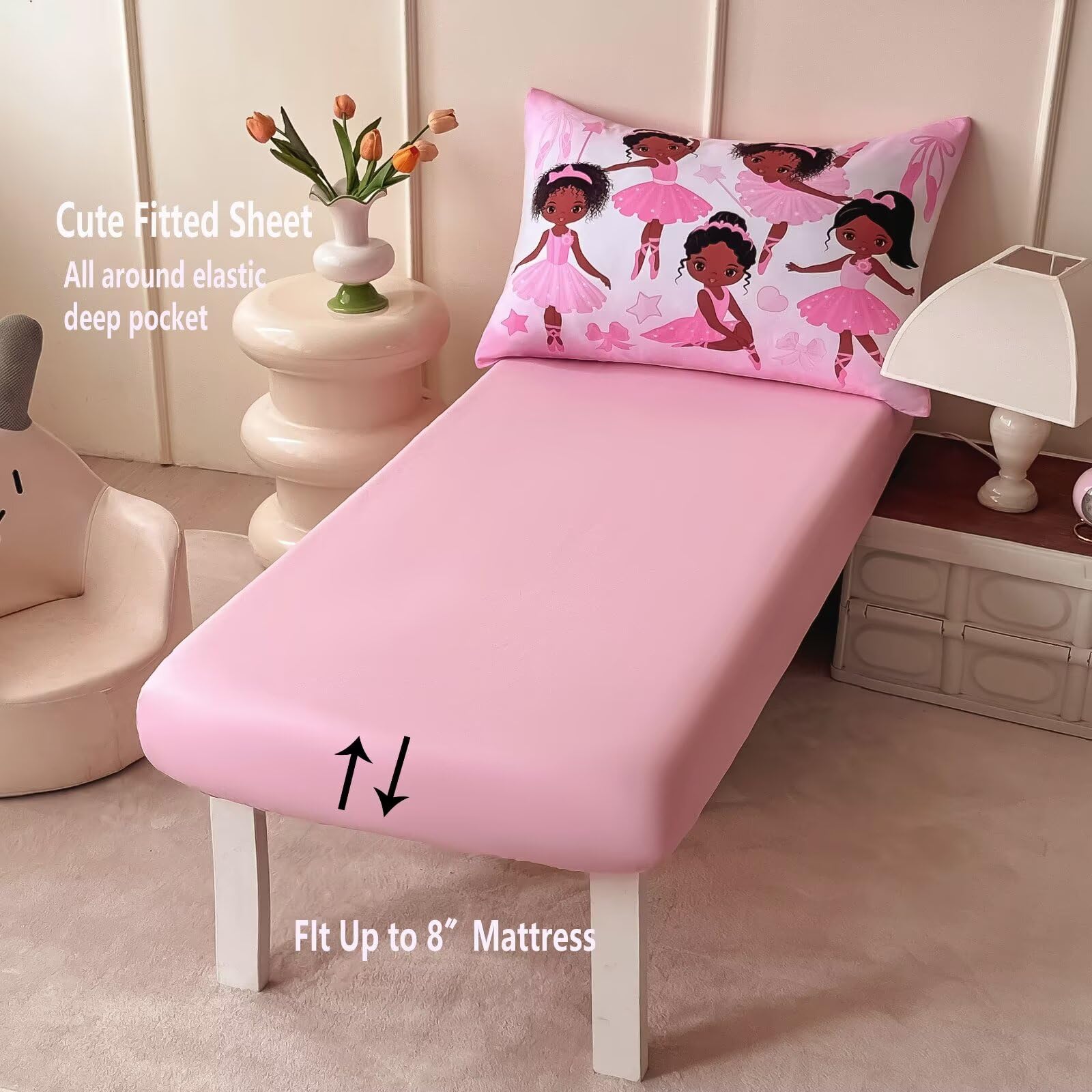 GRAT TIOC 8-inch pocket with elastic keeps fitted sheet in place.