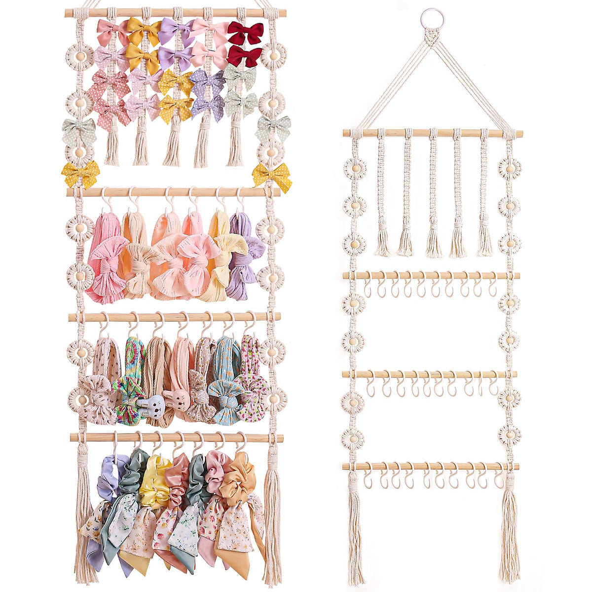 GRDYEAAR bow organizer handwoven hanging shows easy access to accessories