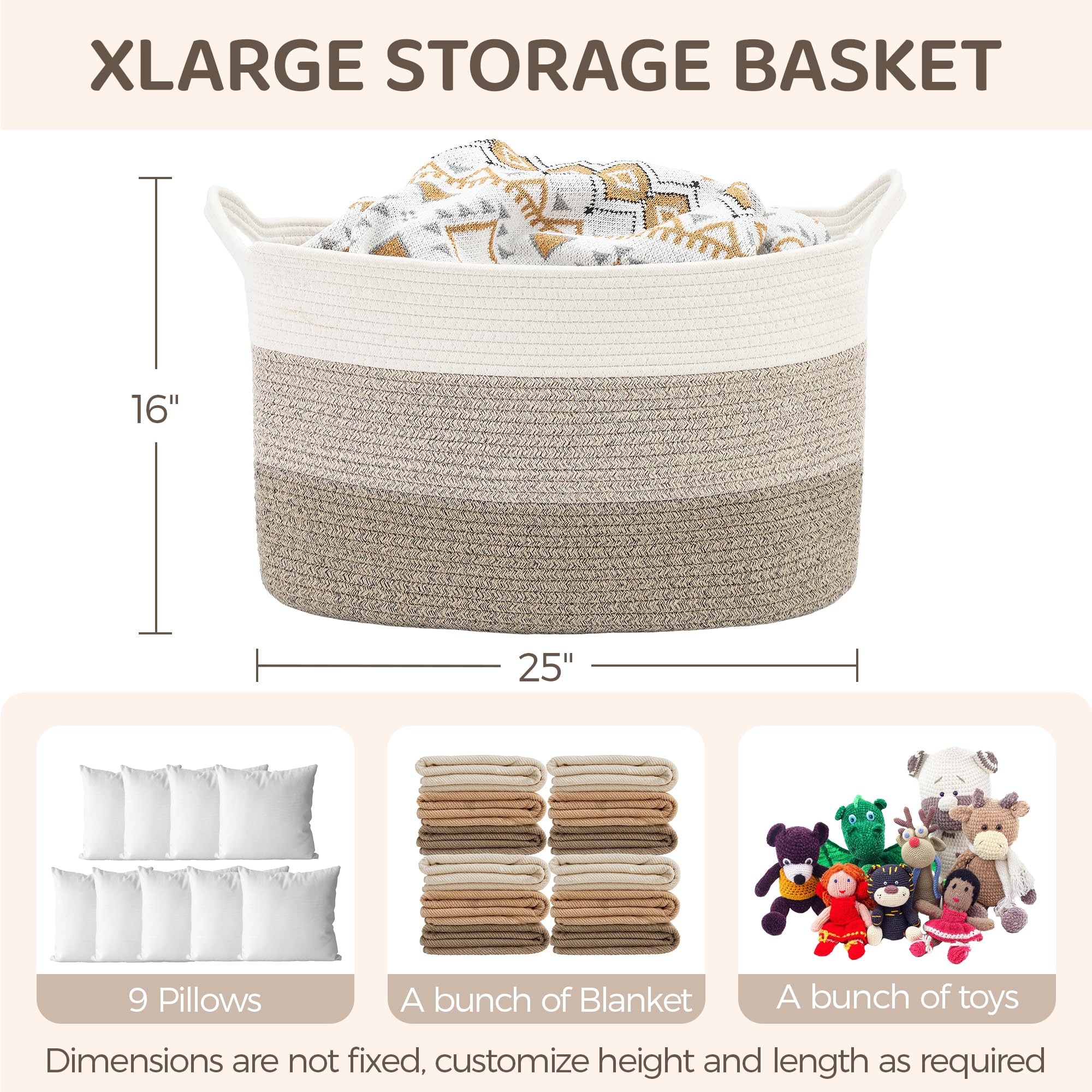 Greadsoel Blanket Basket in living room demonstrates spacious storage for blankets