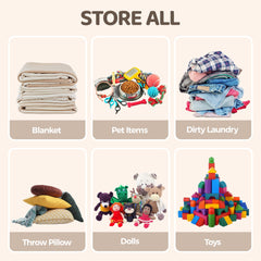 Greadsoel Blanket Basket on shelf demonstrates neat daily-essentials storage