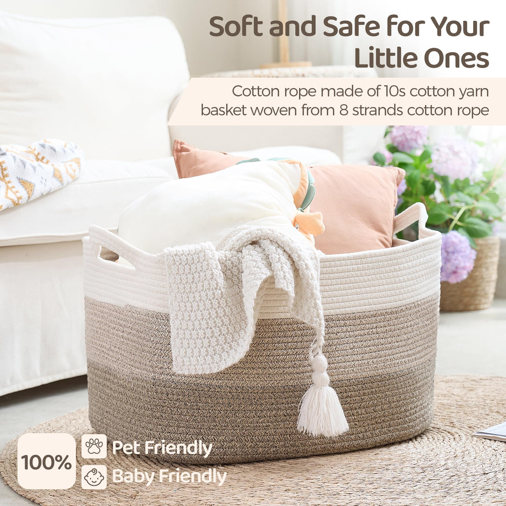 Greadsoel Blanket Basket beside pet bed shows versatile all-room storage