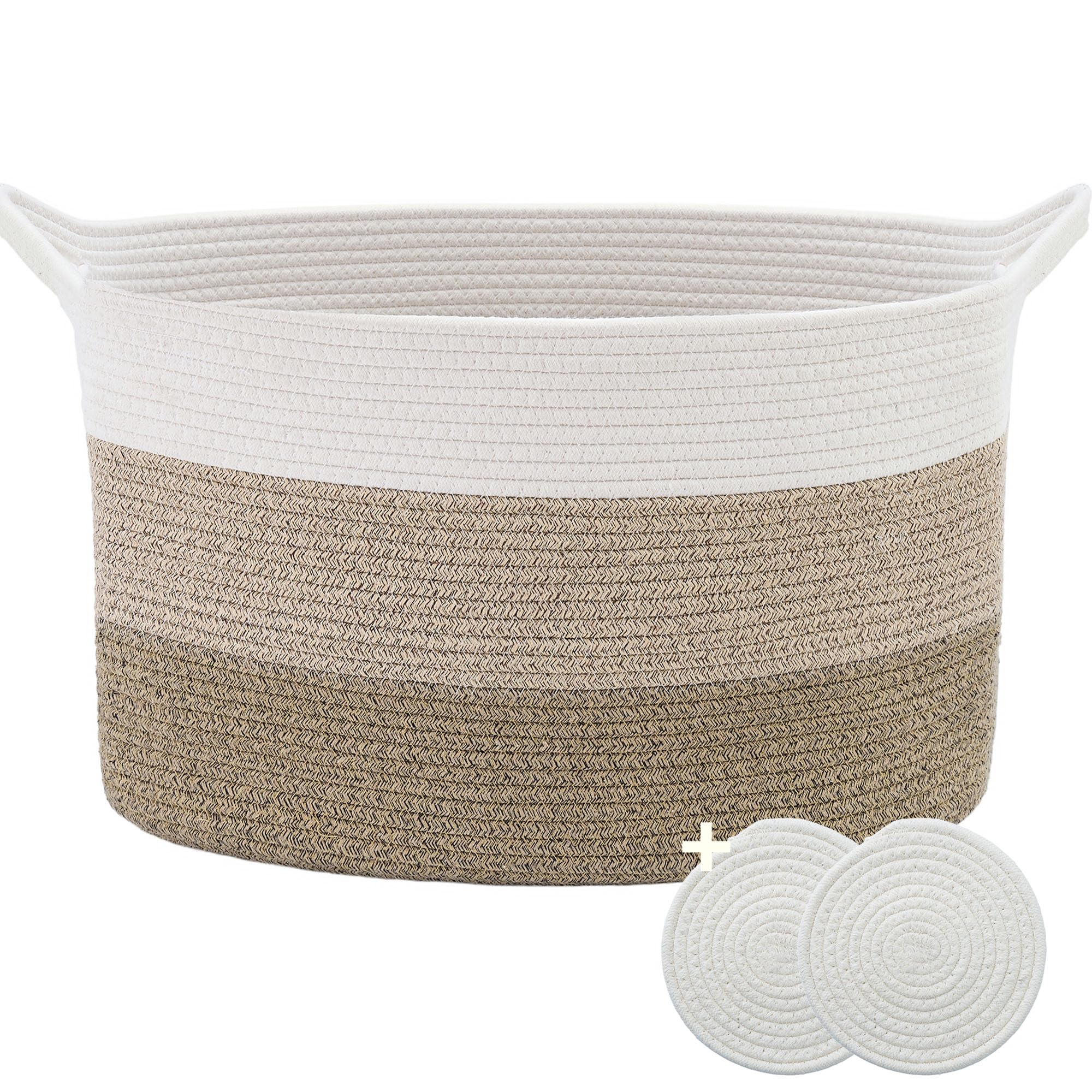 Greadsoel Blanket Basket texture closeup shows soft cotton rope for cozy storage