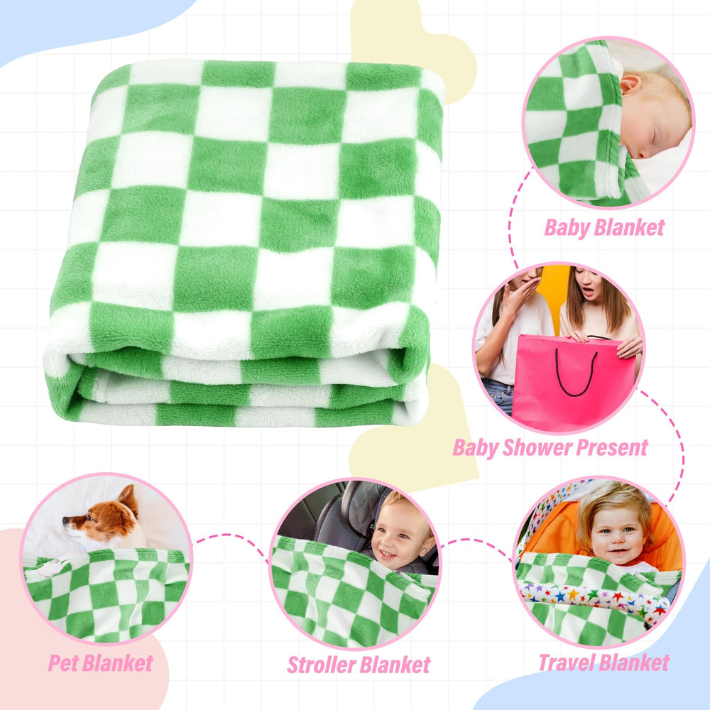 GreatBba Plush Checkered Blanket outdoors keeps baby warm