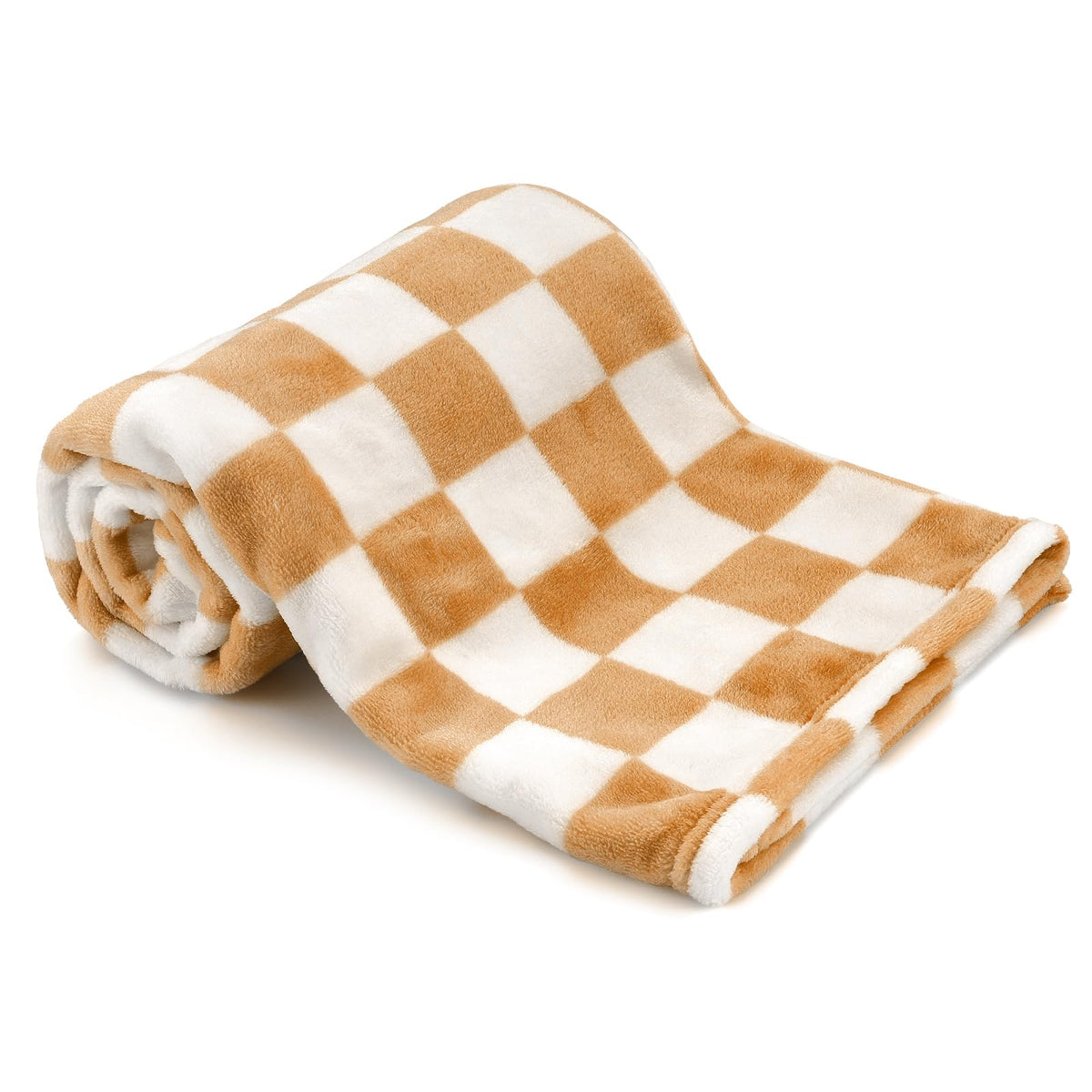 GreatBba plush checkered blanket orange-white closeup fleece for gentle infant cuddling.