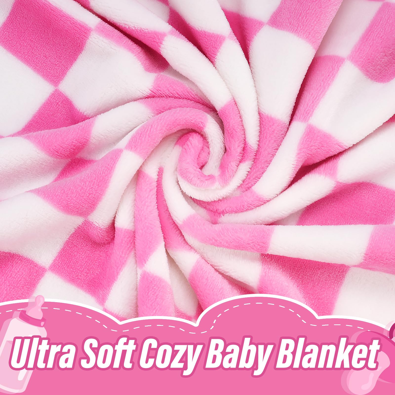 GreatBba Plush Checkered Blanket spread across a crib for nursery warmth