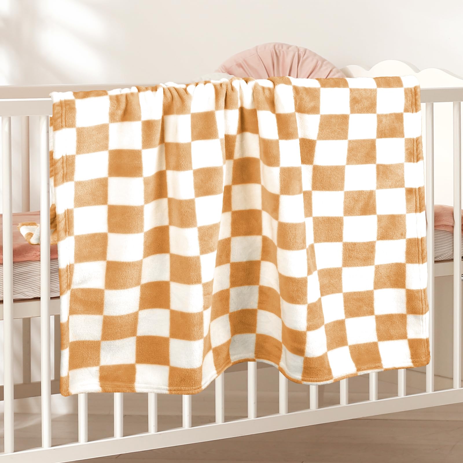 GreatBba plush checkered blanket stroller cover adds sunshade and comfort on walks.