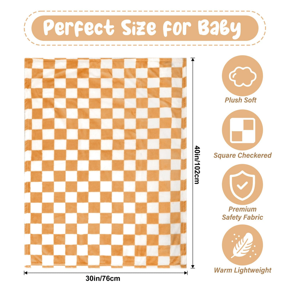 GreatBba plush checkered blanket travel-friendly for outings and trips.