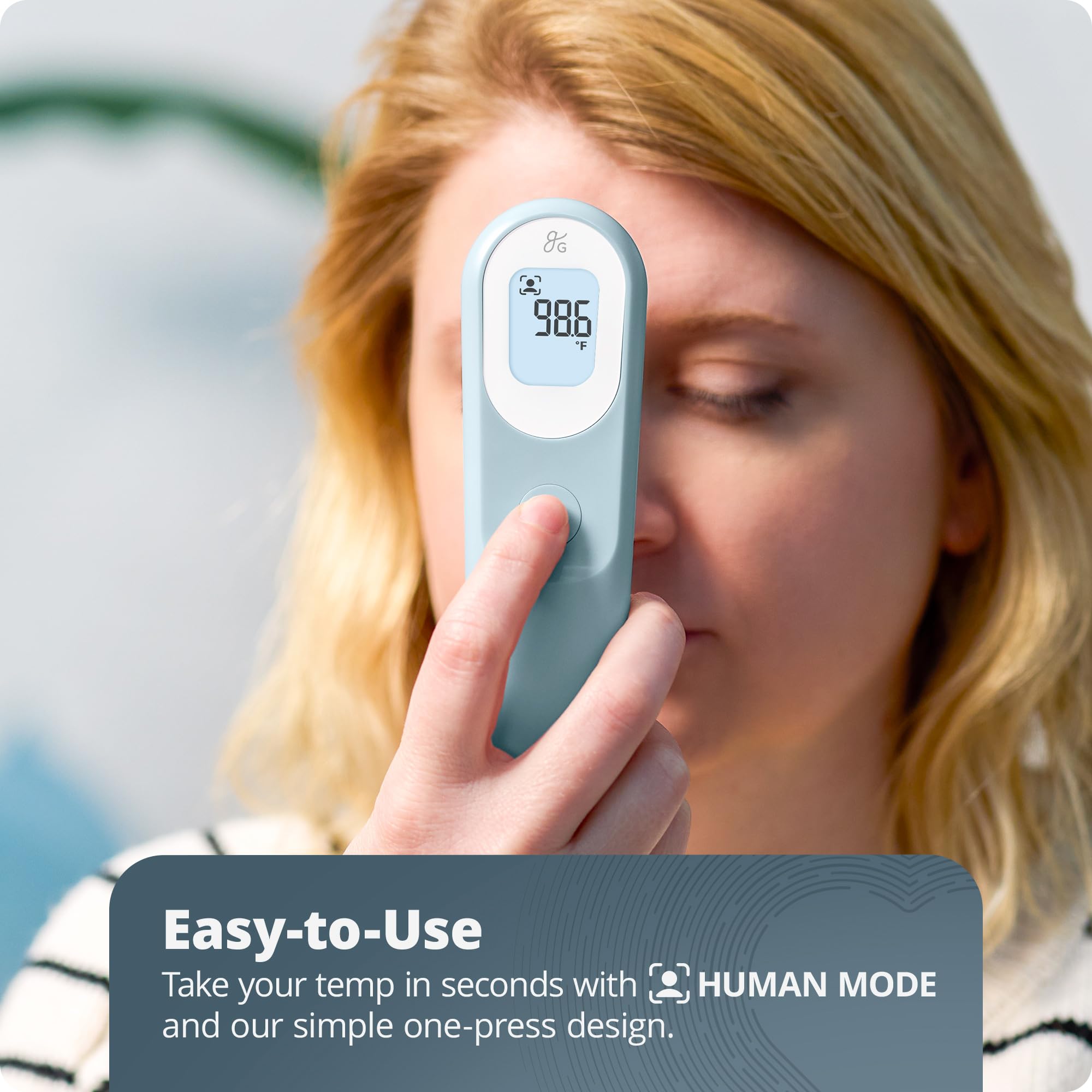 Greater Goods thermometer display shows fever alert for rapid assessment