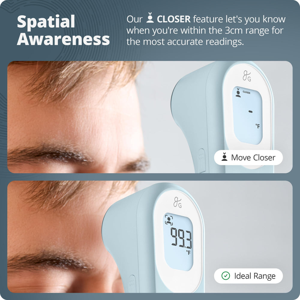 Greater Goods powder-blue thermometer color complements home medical gear
