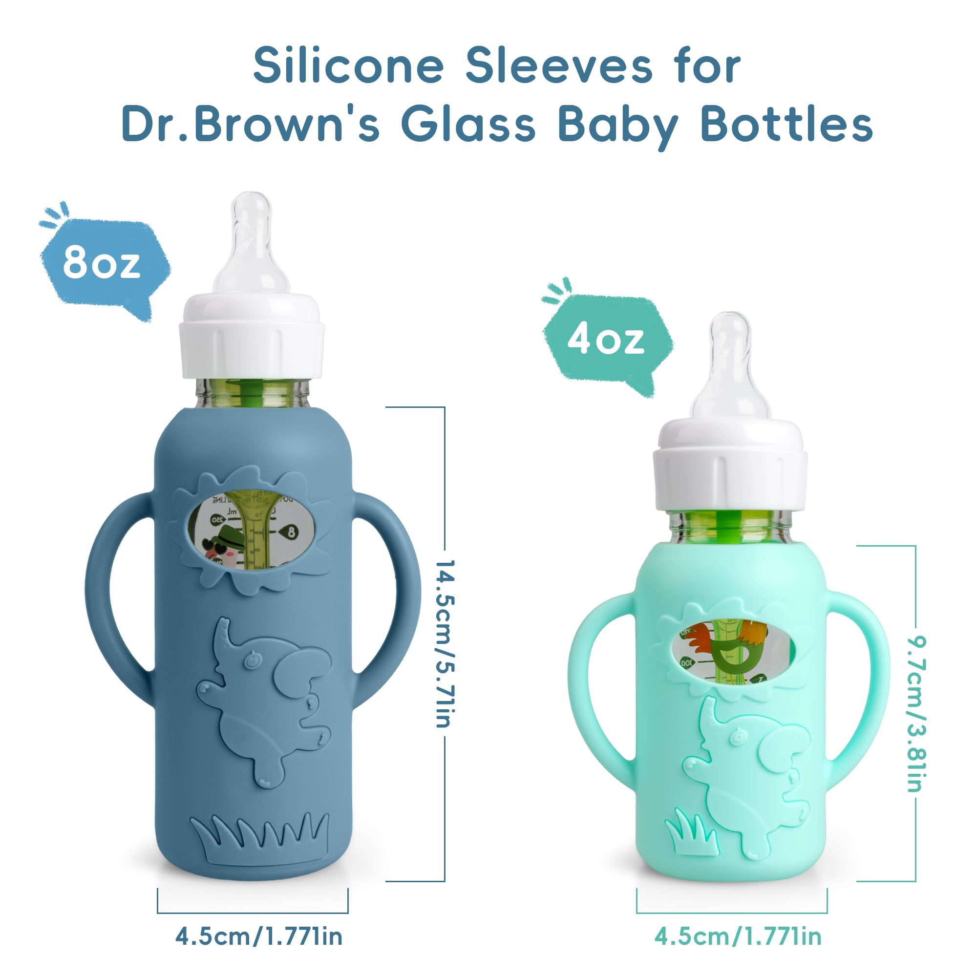 Greawaso bottle sleeve 8oz dark blue with handles aids steady feeding.