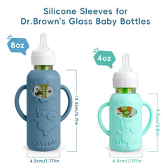 Greawaso bottle sleeve 8oz dark blue with handles aids steady feeding.