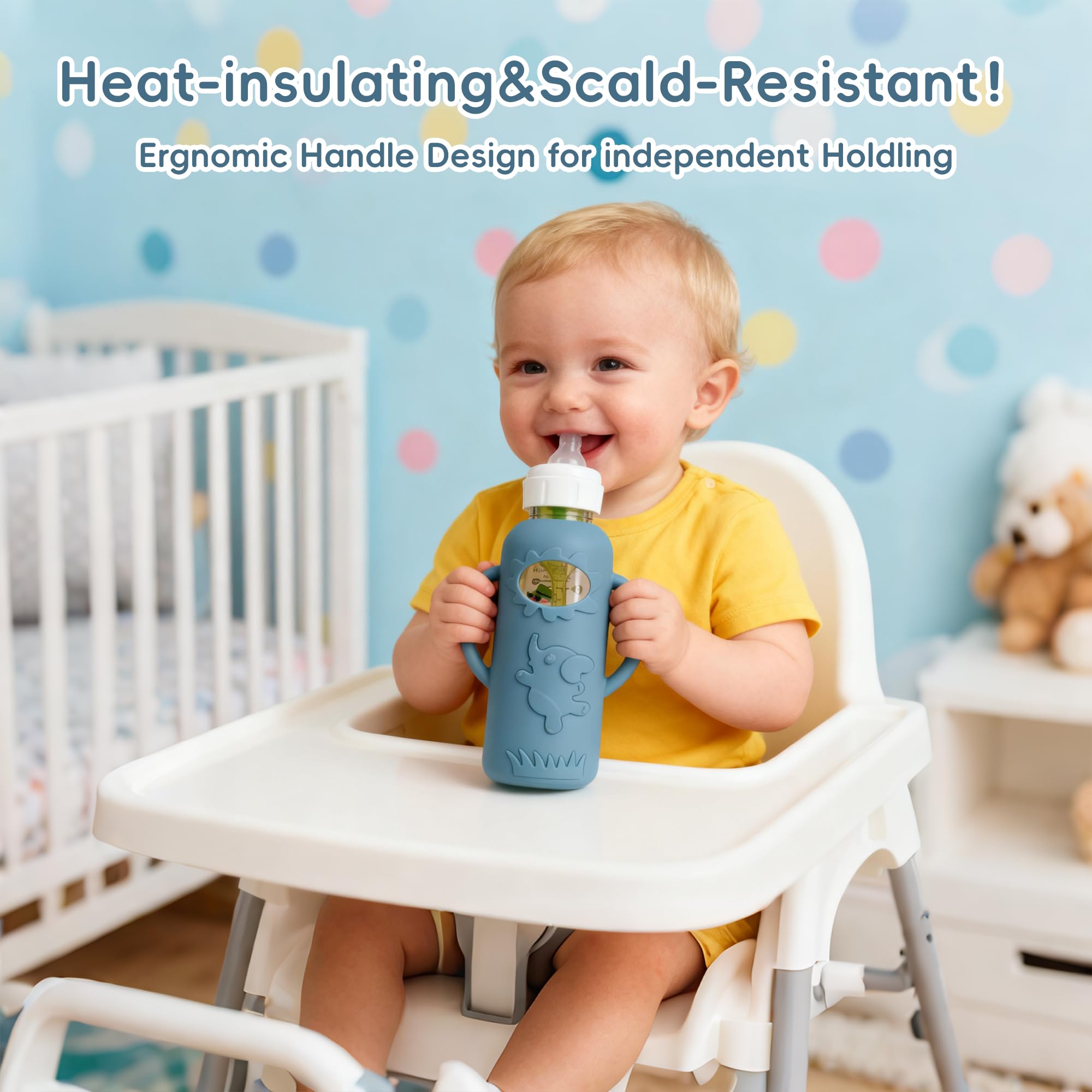 Greawaso colorful sleeves aid quick bottle identification and playfulness.