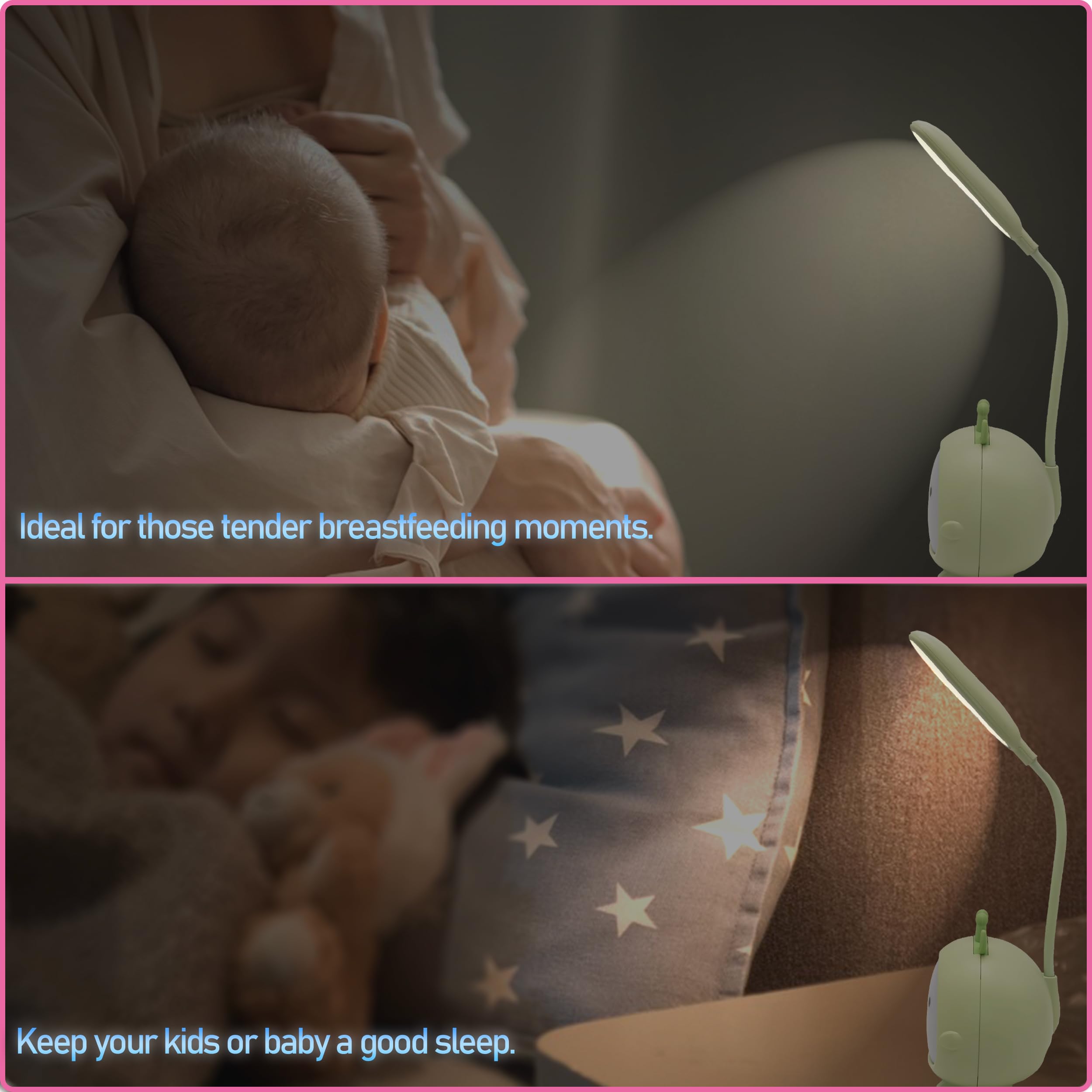 Green Deer night light emits gentle warm light ideal for reading.