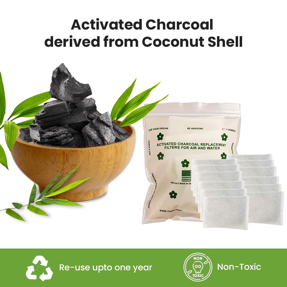 Green Piece diaper-pail deodorizer in diaper-pail closeup shows strong odor control with coconut-charcoal.