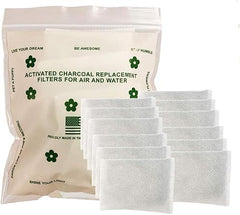 Green Piece diaper-pail deodorizer charcoal sachets pack demonstrates natural odor absorption for nurseries.