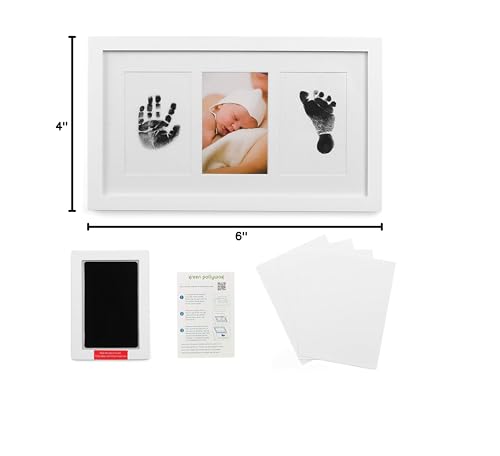 Green Pollywog nursery decor framed keepsakes in room.